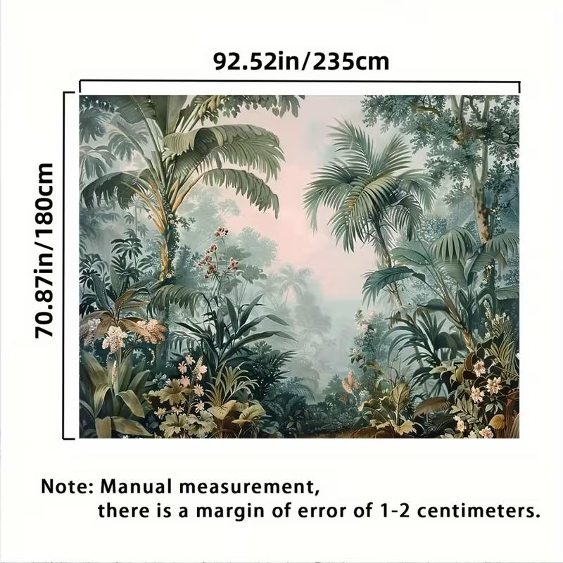 2D Soft Pastel Tropical Forest Backdrop, 2D Botanical Jungle Decor