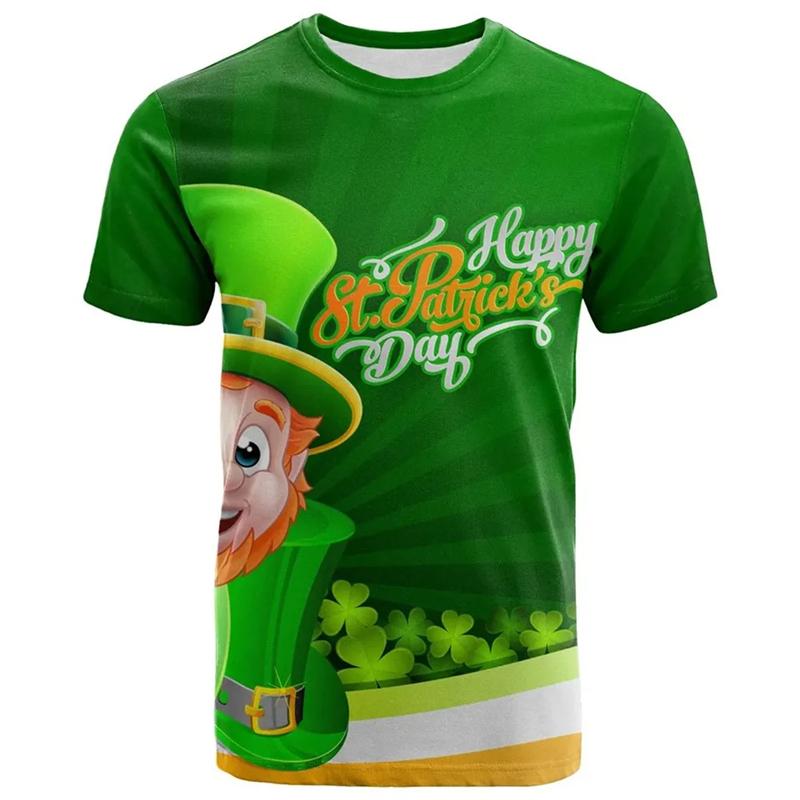 Ireland Shamrock Pattern T-Shirt 3D Printed T Shirt Men Women Clothing Casual Short Sleeve Tees O-Neck Pullover Tops Streetwear