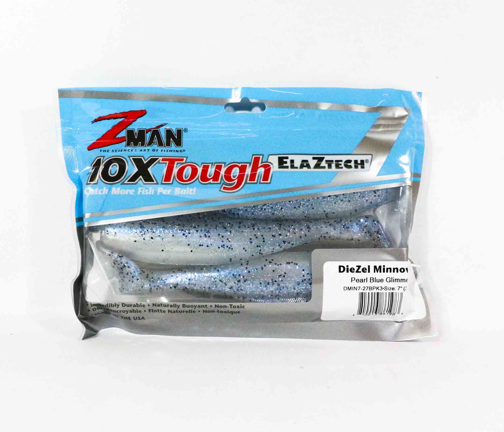 

Zman Soft Lure Diezel MinnowZ 7 дюймов 3 шт. в упаковке Pearl Blue Glimmer (1983)
