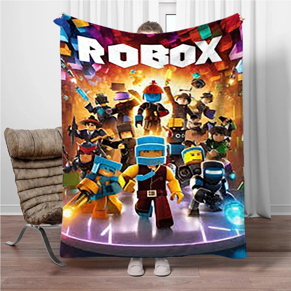 Coperta di Flanella Gioco Cartoon 3D RR-Robloxs, Morbida Coperta da Lanciare per Casa Camera da Letto Letto Divano Picnic Viaggio Ufficio, Regali per Bambini