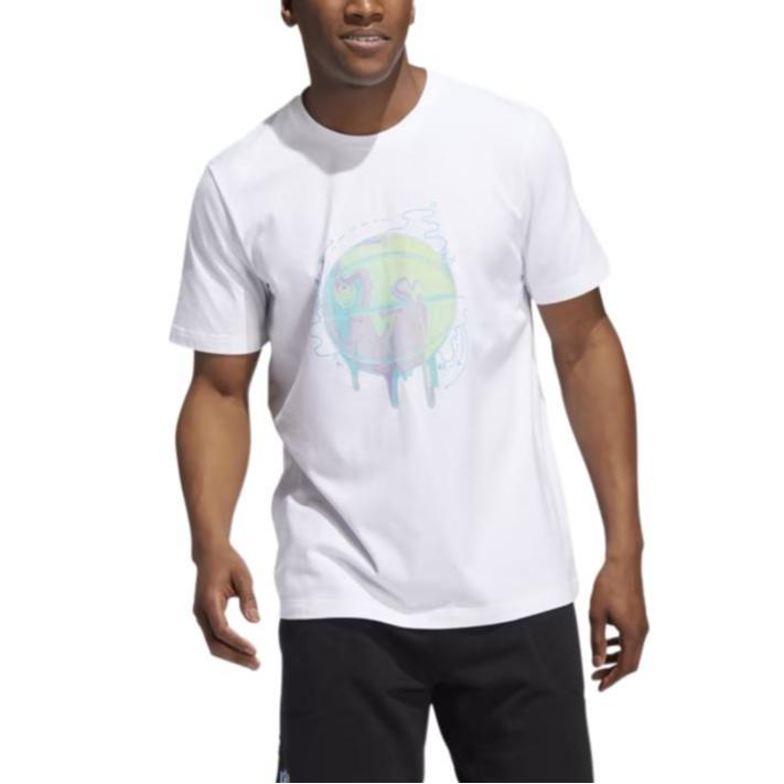 Men's Adidas T Shirts Men's White Crew Neck Moderate Straight Fit