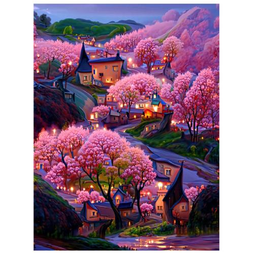 Pictură cu diamante romantice roz casă cu flori peisaj castel vis mozaic broderie stras bricolaj prințesă decor nuntă S402