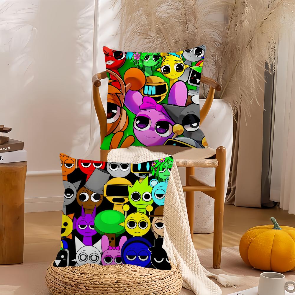 Game Sprunki Incredibox Pillow Case Home Cushion Cover Suitable For Office Sofa Car Suitable For All Seasons