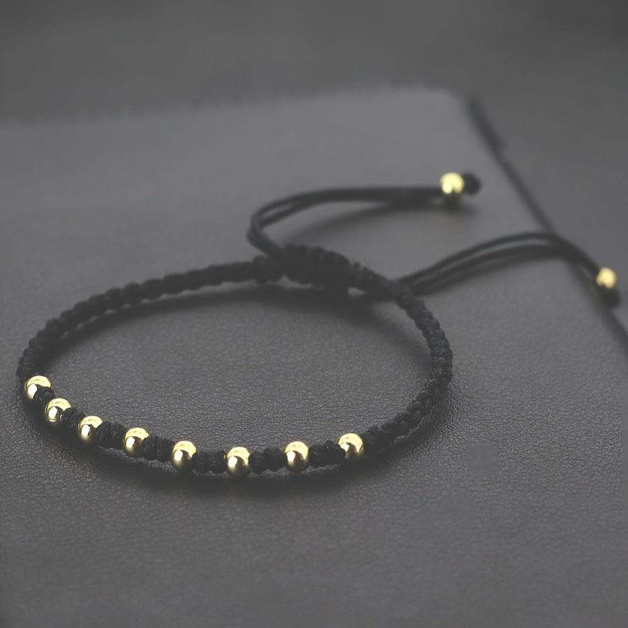 Fashion Woven Gold Bead Bracelet, Adjustable Beaded Lucky Charm Couple Bracelet