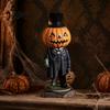 Small Autumn Pumpkin Crafts Spooky Halloween Figurine, Resin Scary Ghost Tabletop Decoration Table Centerpieces for Tiered Tray, Shelf, Mantel,
