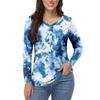 Damen 3D-Druck V-Ausschnitt Langarm T-Shirt Mode Vielseitig Trend Atmungsaktiv Lässig