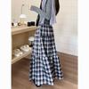 2025 Women's Retro Plaid High-Waisted A-Line Patchwork Slimming Mid-Length Skirt