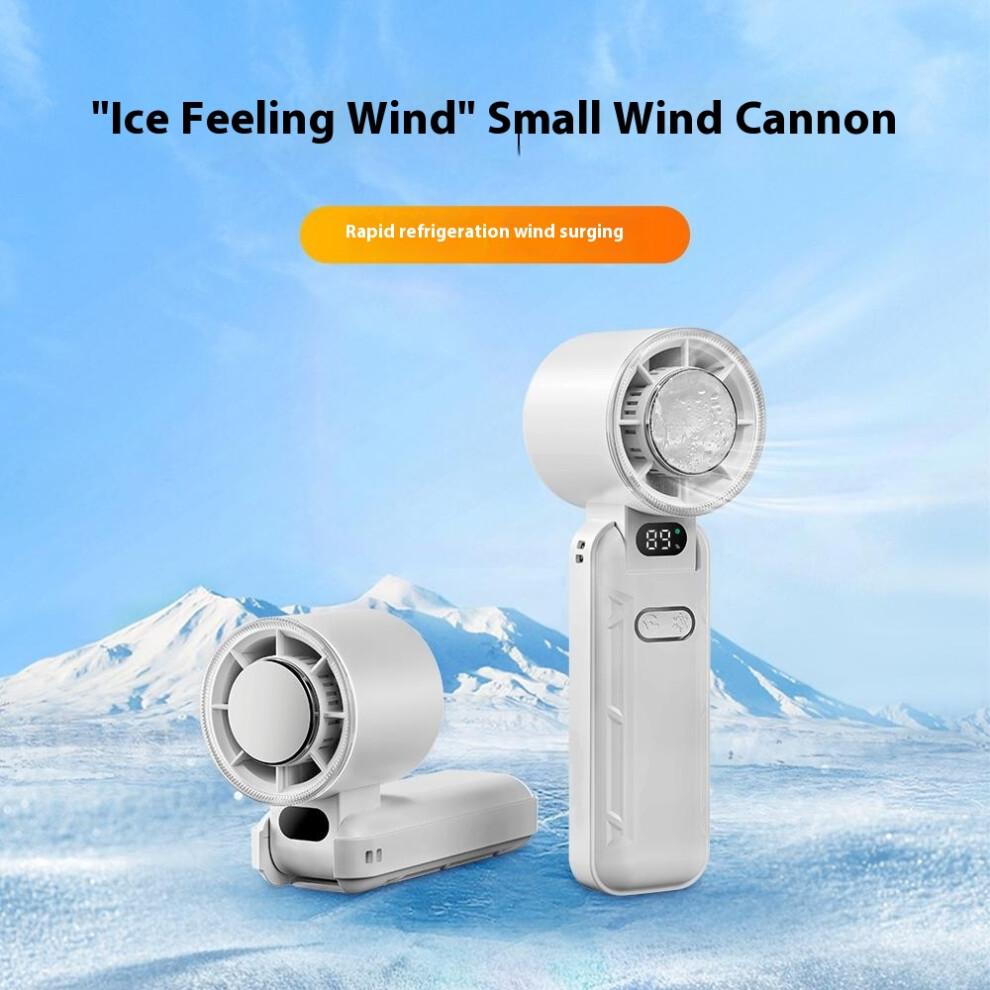 (Blue) RD21 USB Handheld Fan Rechargeable Turbo Folding Mini Fan Portable Desktop Cooling Fan