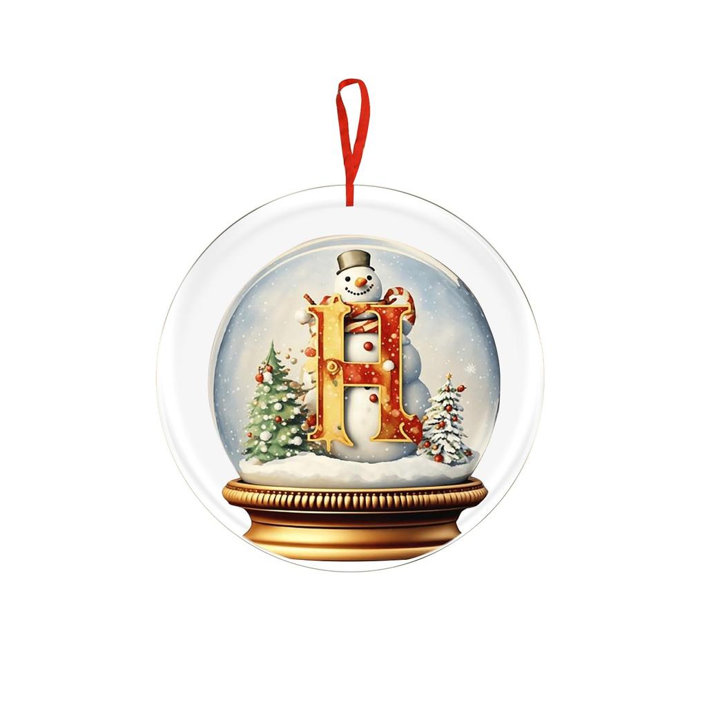 Christmas Ornament 2D 26 Letters Yellow Crystal Ball Acrylic Snowman Scene Festive Car Tree Hanging Decor Accessory