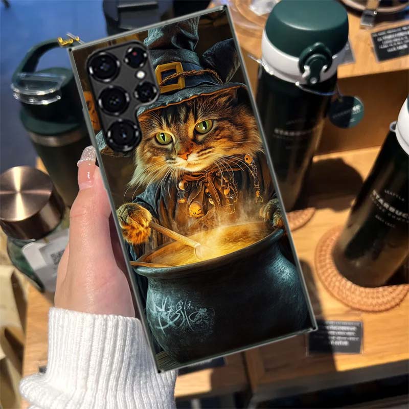 Halloween Magic Cat Cases Phone Case for Samsung Galaxy S26 Ultra S25 Edge S24 S23 FE S21 Plus S20 S22 S10 Cover TPU Capa Shell