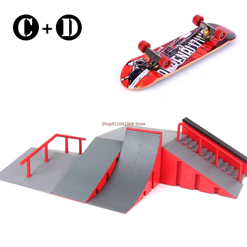 Finger-Skateboards Skate-Rampe Teile-Set Spielzeug Finger-Fahrrad Finger Training Sport Fingerboard Spielzeug Skatepark-Rampe Spielzeug für Kinder
