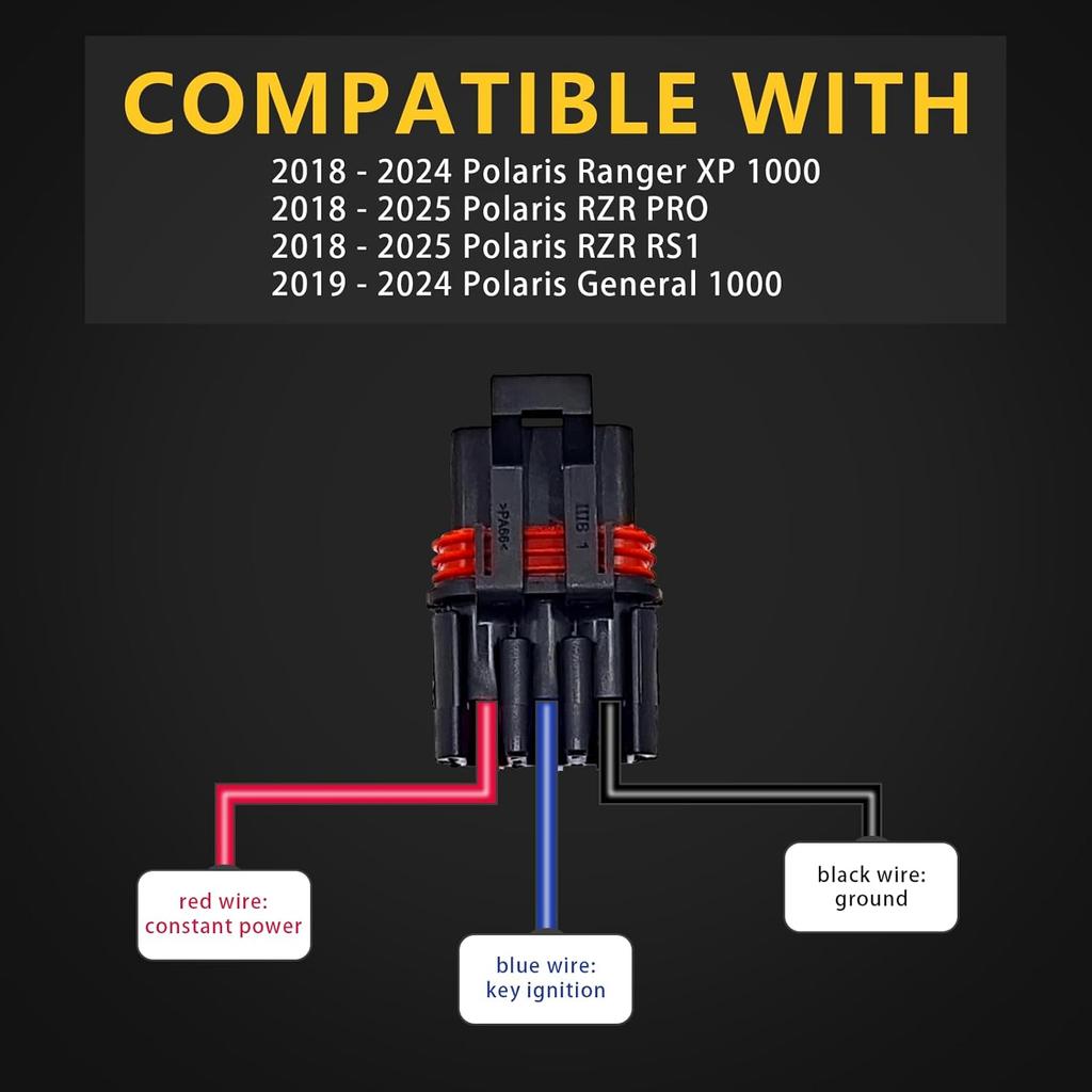 6Pcs Pulse Power Plug Pigtail Connector Compatible With Polaris Ranger XP 1000 RZR Razor Pro Accessories      2024 2025, Pulse Bar Connector For