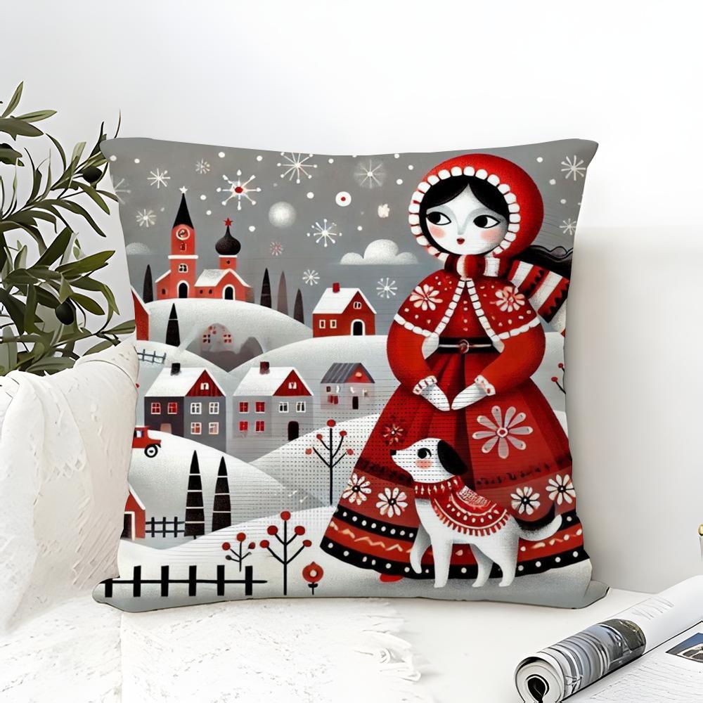 Nordic Style Classic Doll Print Pillow Case Linen Pillow Case Sofa Home Decor Cushion Cover Cushion Cove