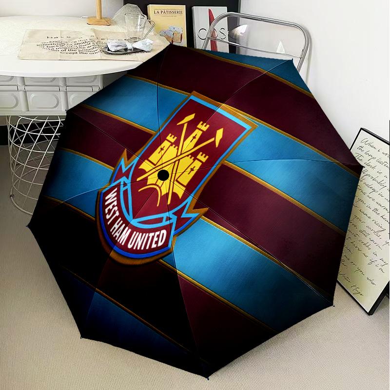 West FC United Crest Automatic Folding Umbrella - 8-Rib Travel Umbrella with Auto Open/Close & Portable Gifts for holidays or birthdays