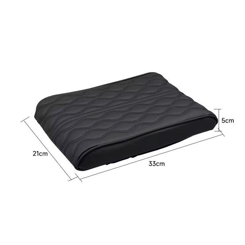 2025 Car Armrest Mat Wave Embroider PU Leather Center Console Arm Rest Protection Cushion Auto Armrests Storage Box Cover Pad