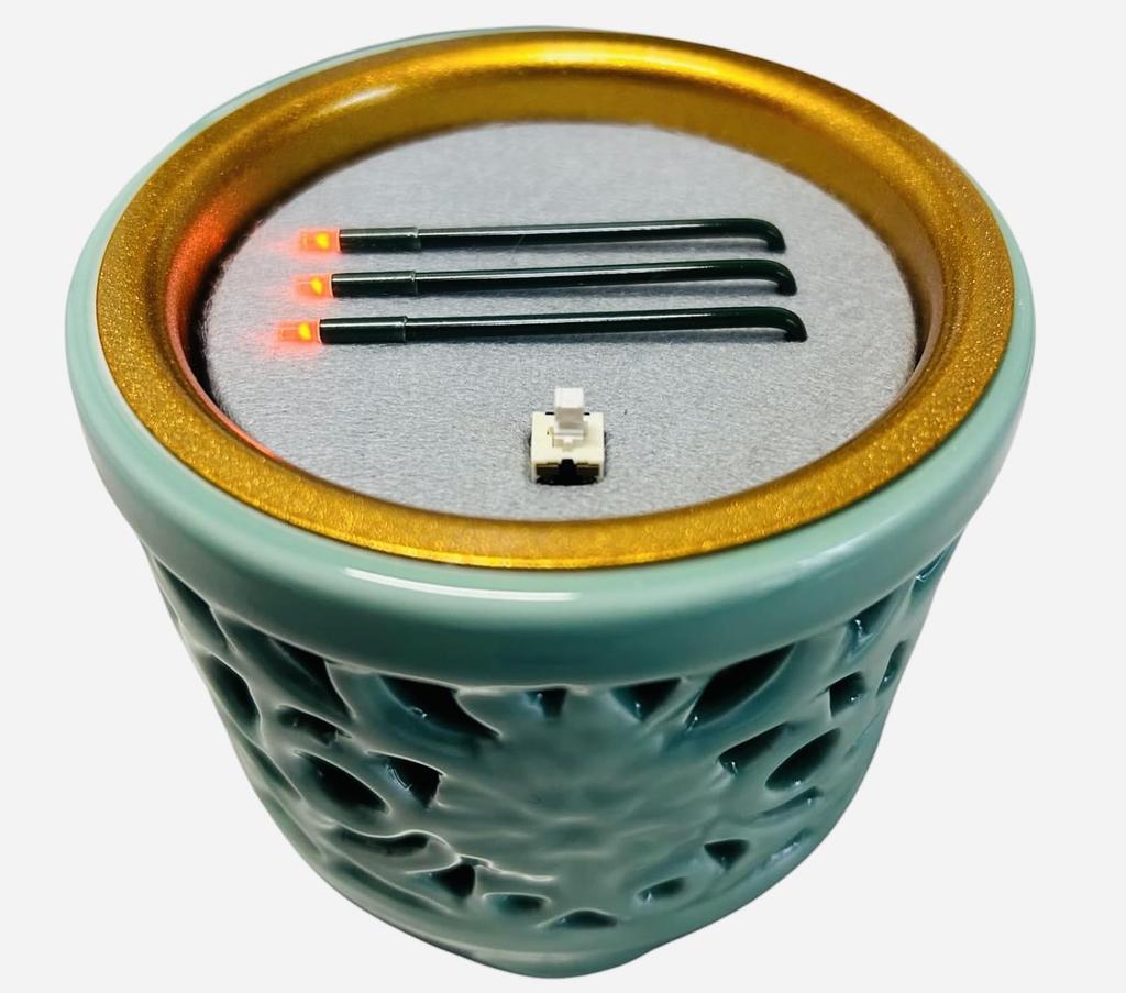 Safe, Fireless Electronic Incense, Sanyasuragi LED Electronic Incense, Lying-down Incense Type, 3.0-inch Openwork Incense Burner (for the East).