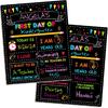 Double-Sided First Day of School Sign Board, 12 × 10 Inches Back To School Sign, Reble Color Painting First and Last Day of Preschool Board,