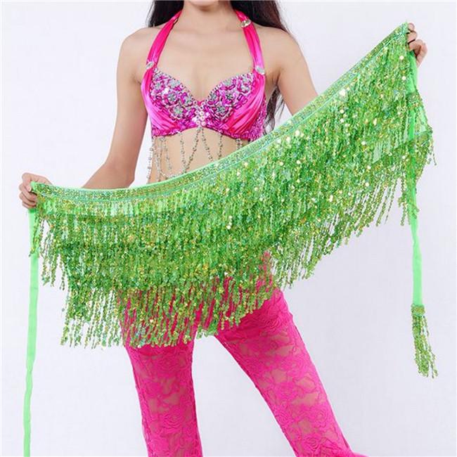 Women Belly Dance Clothing Accessories Tassel Belts Glitter Flap Hip Scarf Sequins Belt
