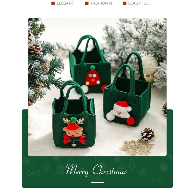 Felt Christmas Storage Bag Portable Handheld Design Organizer For Holiday Apples Gifts And Home Decoration