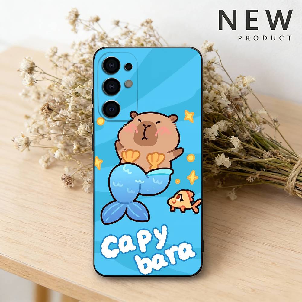 Süße C-Capybara Handyhülle Für Samsung S26,25,24,23,22,30,21,10,9,Ultra,Plus,Lite Schwarze Weiche Hülle