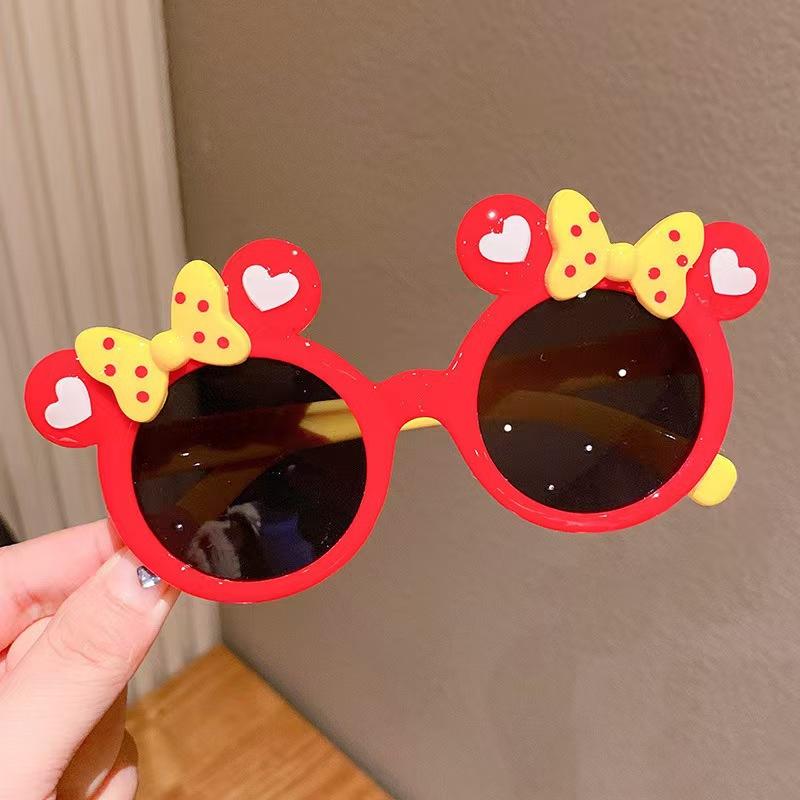 Cute Mickey Children'S Sunglasses Girl, Cartoon Minnie Bow Sunscreen Sunglasses Glasses