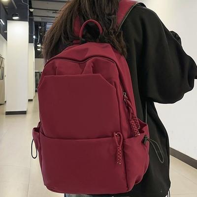 School Bag Style Simple Casual Backpack Large Capacity Middle And High School Students Solid Color Versatile Backpack
