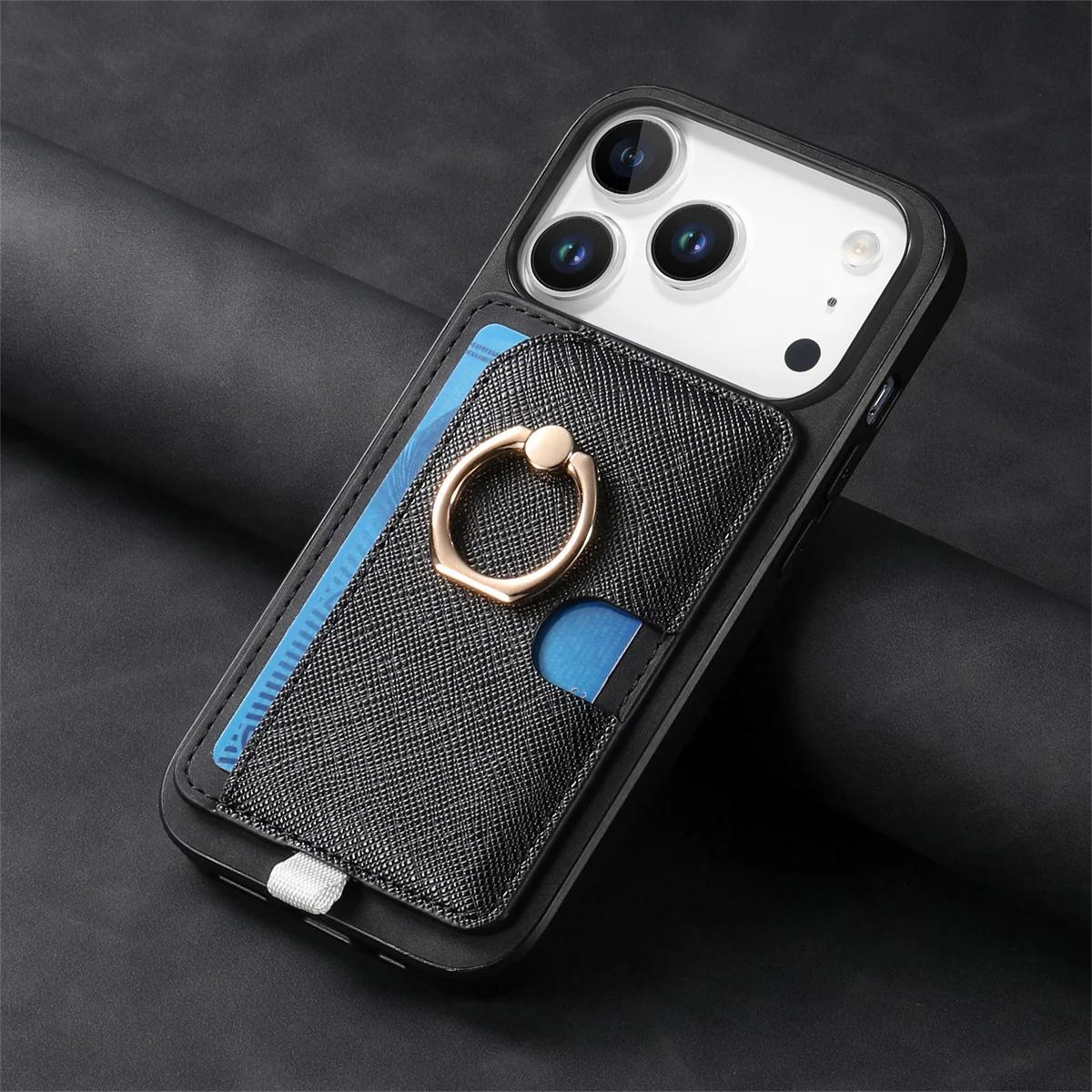 

2 in 1 Magnetic Wallet Phone Case Card Holder Magsafe for IPhone 17 Air 16 Pro Max 15 14 Plus 13 12 Leather Ring Bracket Cover iPhone17 Pro
