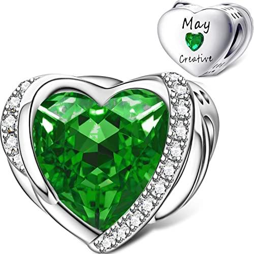 December Colored Zircon Sea Heart Birth Stone copper Talisman D Bead Charms Compatible With for Bracelets Necklaces Do It Yourself Birthday Party Gift