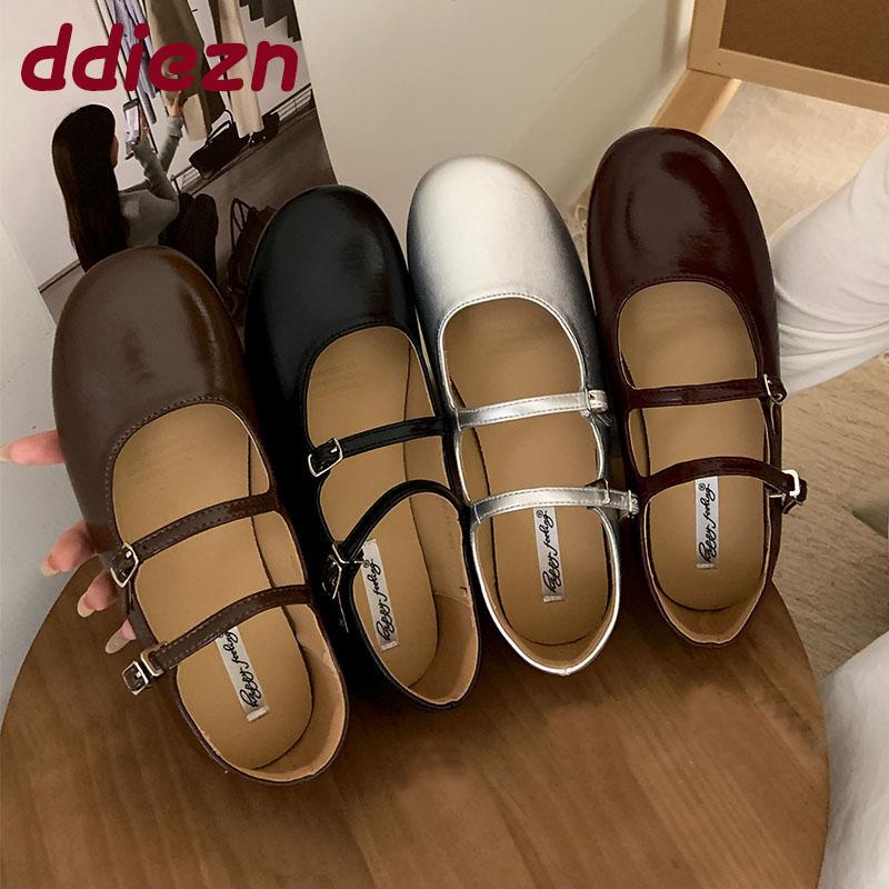 Fashion Fashion Buckle Strap Ladies Mary Janes Flats Shoes Female Round Toe Footwear Shallow Women Ballet Flats Dance Shoes lady