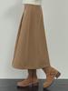 G And Gb Suede Pleated Skirt_Camel