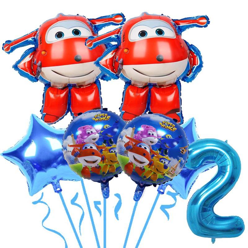 Fly Wings Foil Balloons Air Globlos Happy birthday Party Decoration Party Supplies Kids Favor Cartoon Movie Character Number Kit