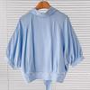 Blue Shirt Women's Summer Design Fashion Short Sleeved Shirt with Bat Shirt Short Off Shoulder Top