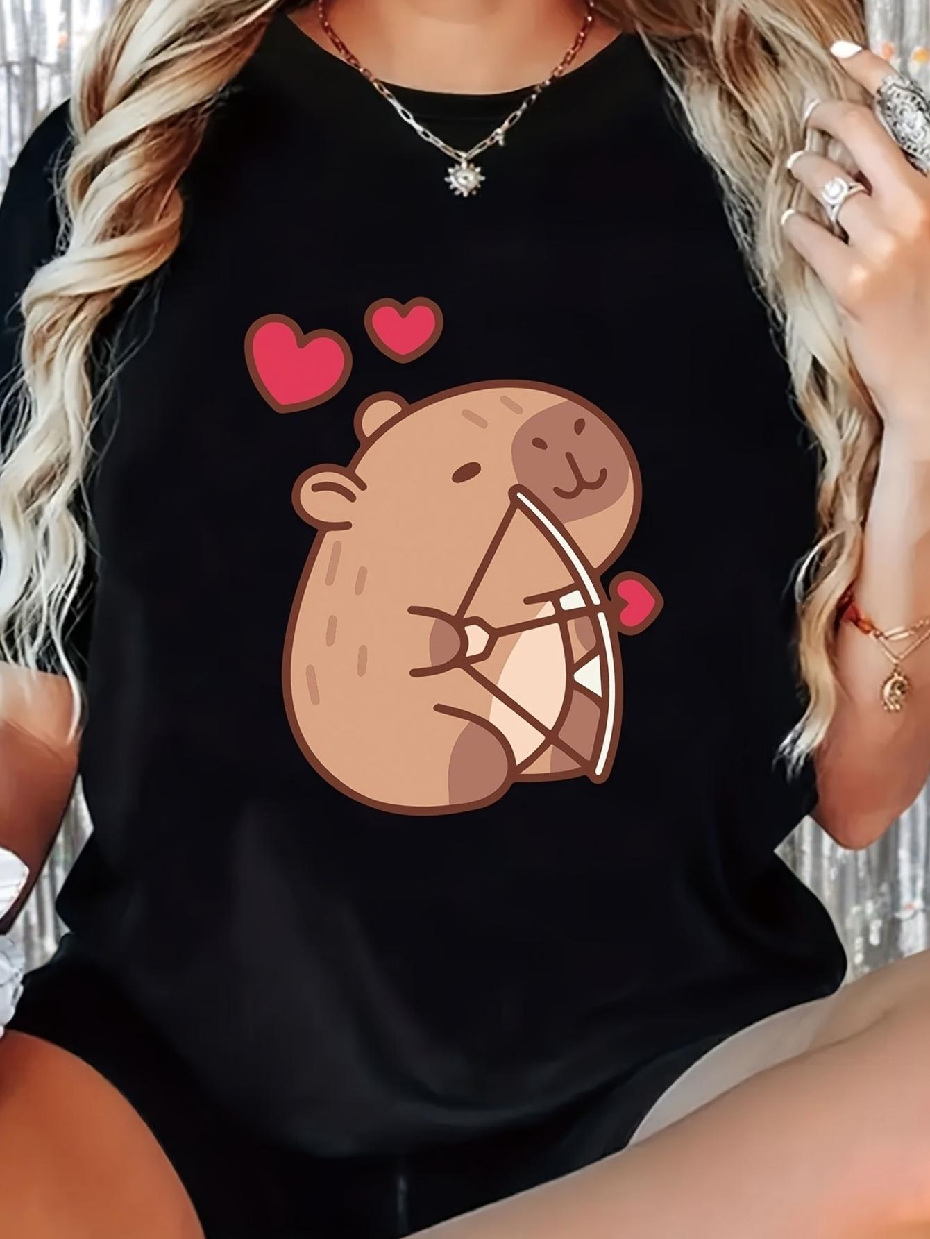 Capybara Cupid Heart Arrow Cartoon T-shirt S