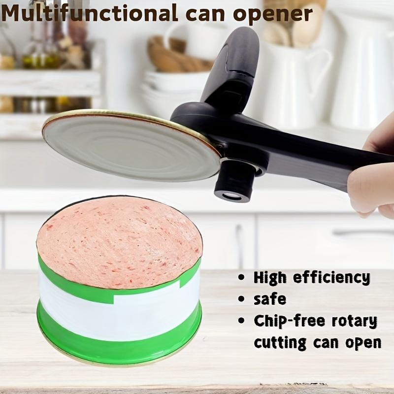 4 in 1 Stainless Steel Manual Can Opener with Removable Non Slip Handle , Portable, Safe , Smooth Cutting for Cans, Lids, Bottle Caps , Beer Caps