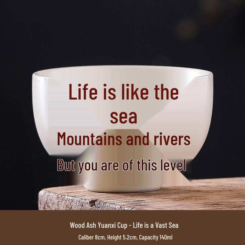 Cross-Border Ceramic Ash Ink Wash Landscape Tea Cup - Custom Logo