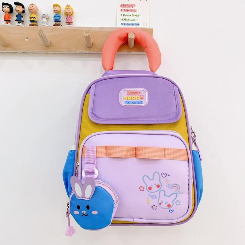 Blocked Color Backpack Kindergarten Backpack Casual Kids Lightweight Schoolbag