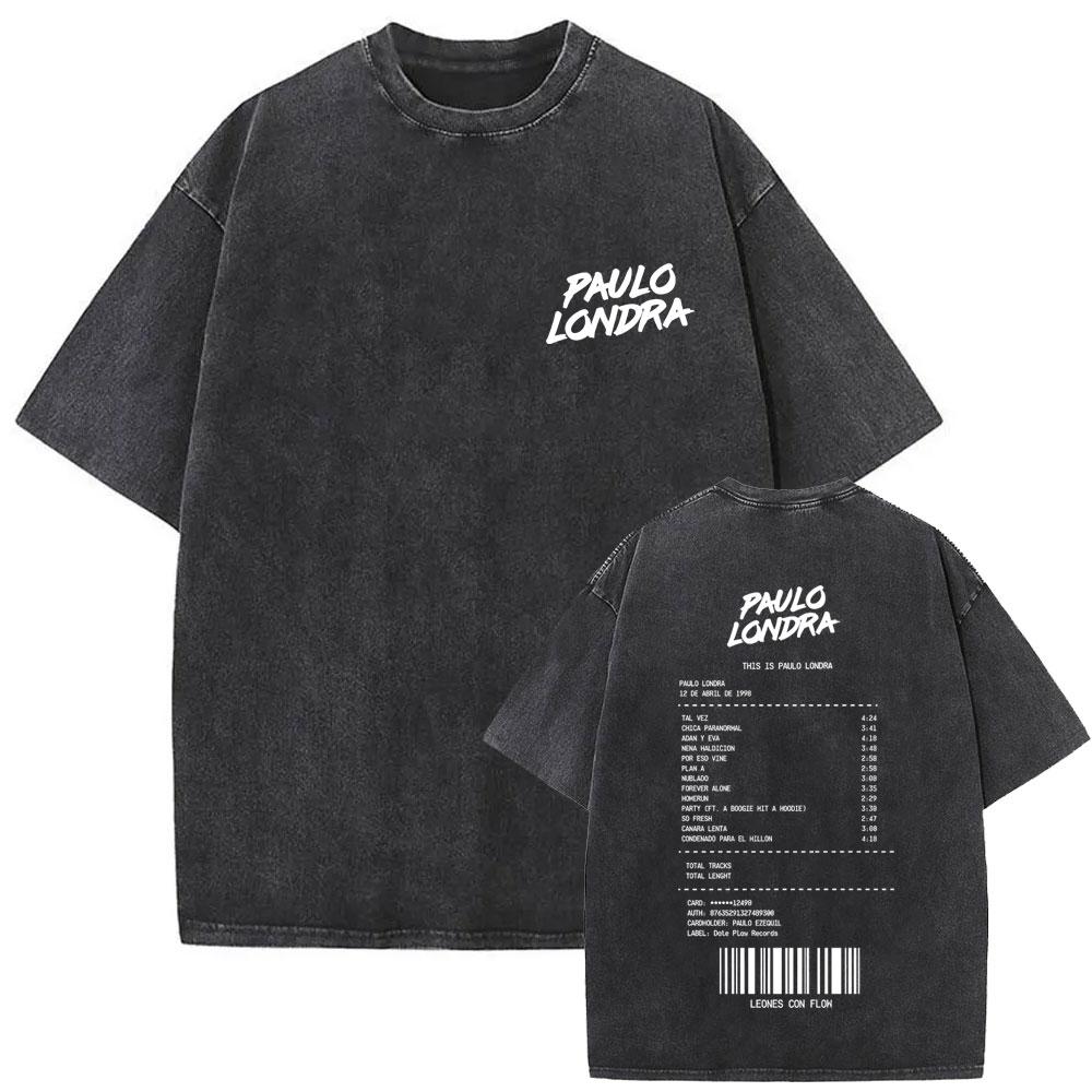 Washed Vintage Rapper Paulo Londra Homerun T-shirt Men Women Fashion Hip Hop Oversized T Shirt Men's Casual Cotton T-shirts Tops