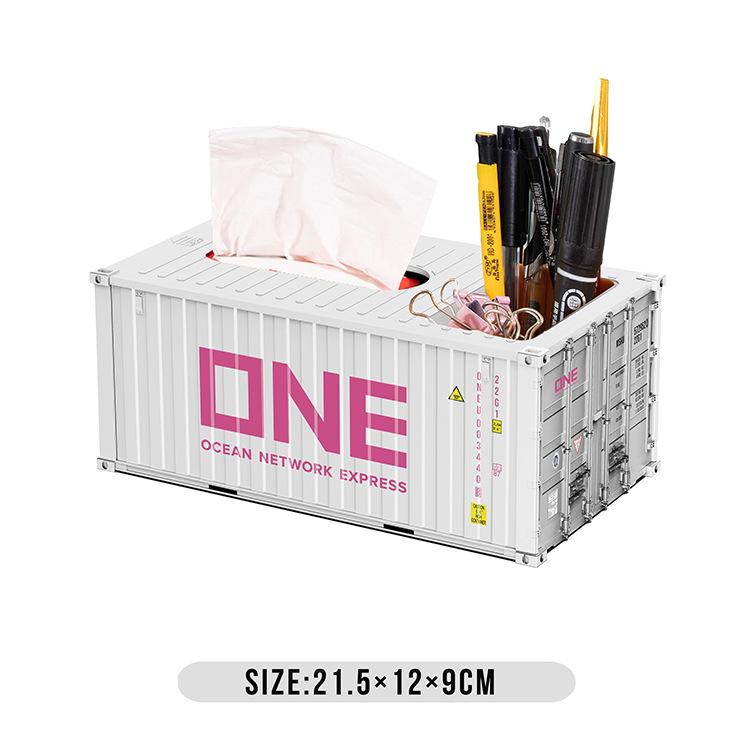 Paper Towel Box Simulation Sea Freight Container Model, New Plastic Storage Box Desktop Storage Rack