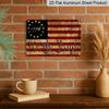 2D Flat 1pc American Flag Metal Sign, We The People 1776 Vintage Style, Ready To Hang Wall Art for Home, Office, and Patriotic Decor Aluminium