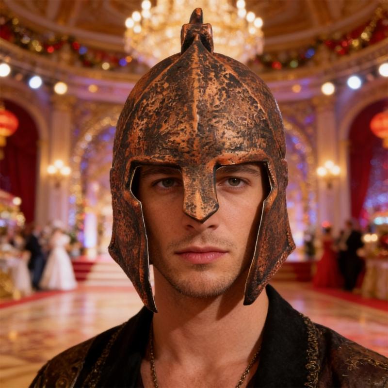 Horned Hat Roman Battle Costume Accessory Soft Latex Ancient Fighter Helmet For Role Playing And Cosplay
