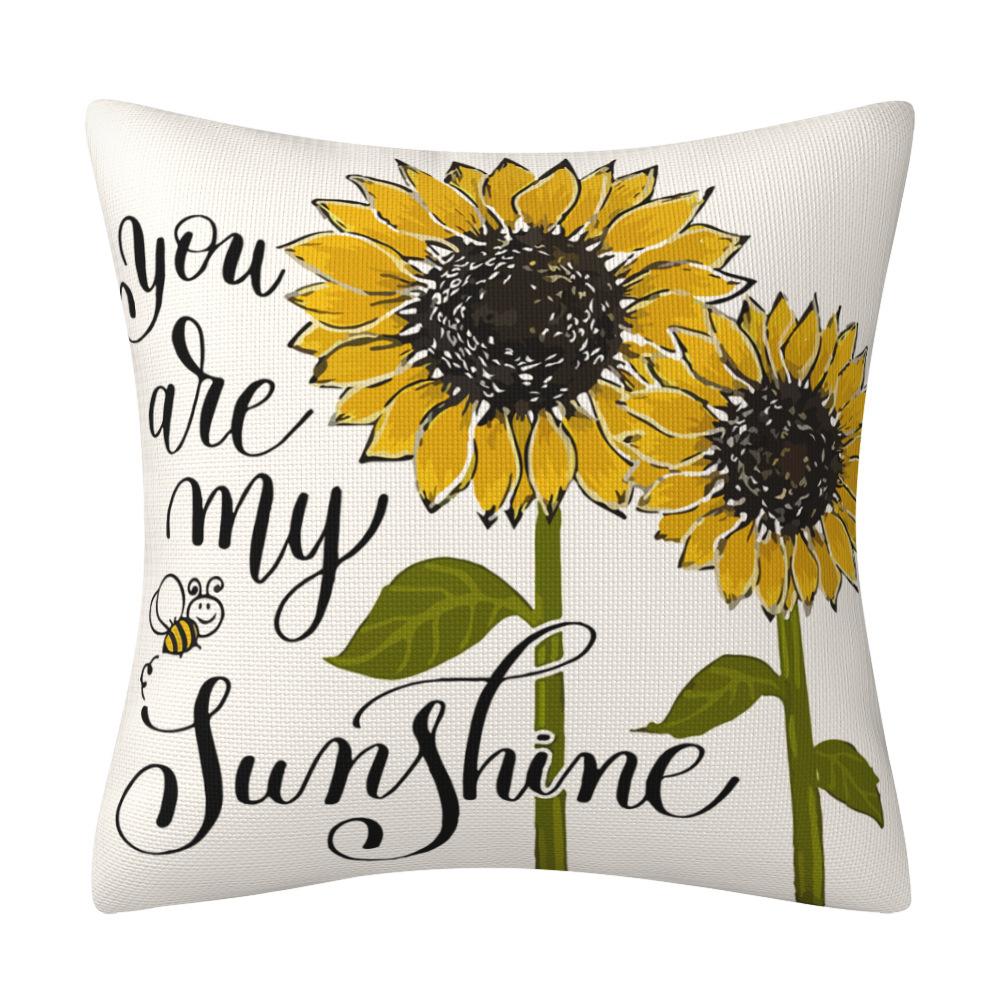 New Summer Sunflower Linen Pillow Case Little Bee Cartoon Man Pillow Home Decoration Pillow Case