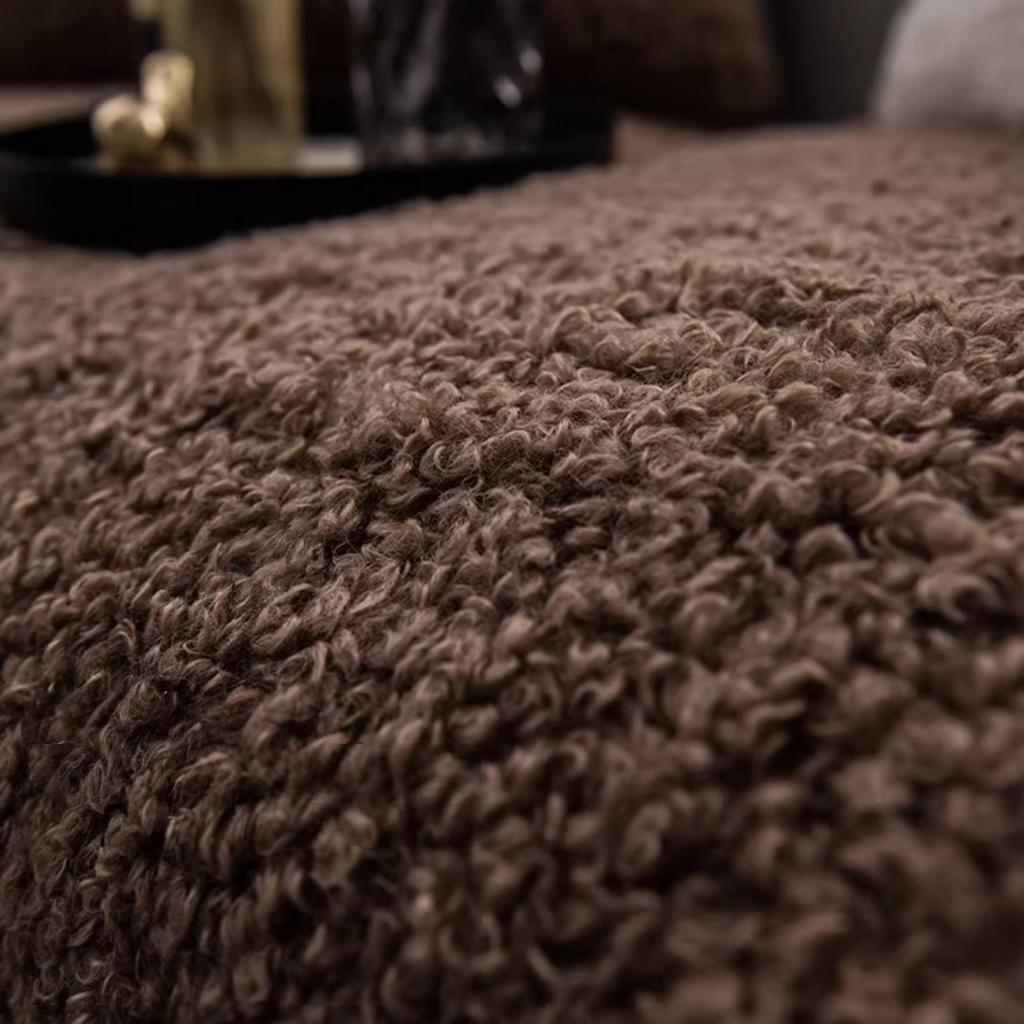 Fluffy Teddy Loops Thicken Warm Sofa Cover, Non-Slip Winter Sofa Towel for Living Room Couch Seat Cover Pet Friendly Slipcover