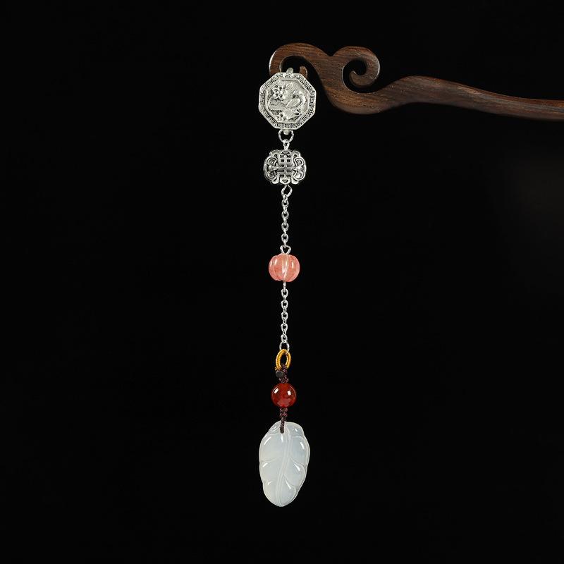 Natural Chalcedony Medium Classical Cheongsam Tassel Button Chinese Gourd Pendant Pendant Hanfu Retro Accessories