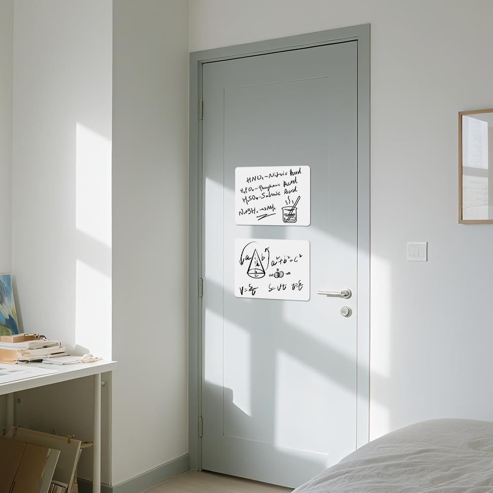3 Pack Dry Erase Board Stickers Magnetic Free, 12"x8" Restickable Dry Erase Sheets No Residue for Wall/Refrigerator/Door/Cabinet, Adhesive