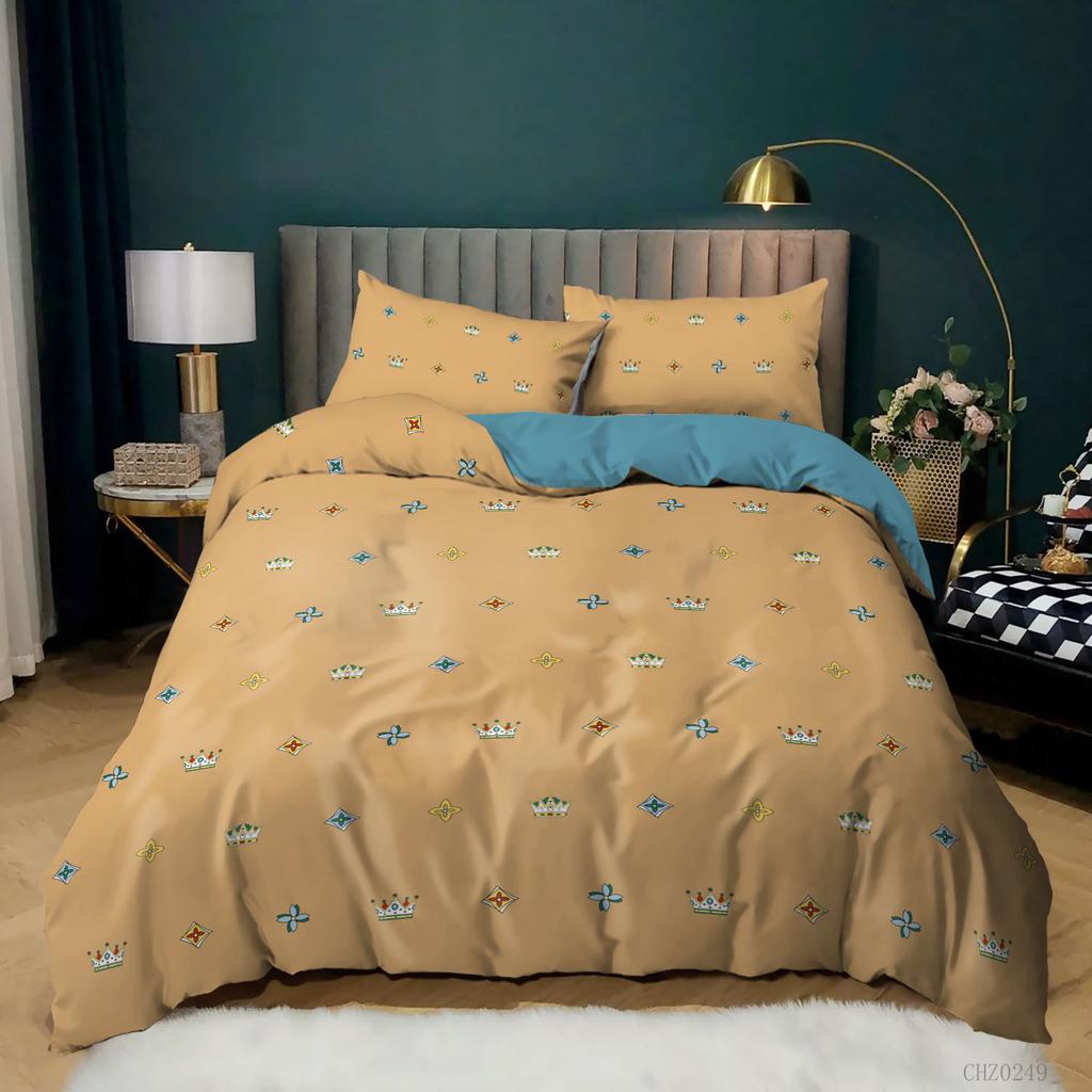 Light Luxury 3D Digital Printing Three-Piece Quilt Cover Bedding Crown