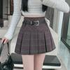 Korean Plaid Woolen Pleated Skirt: Autumn/Winter High-Waist College Style