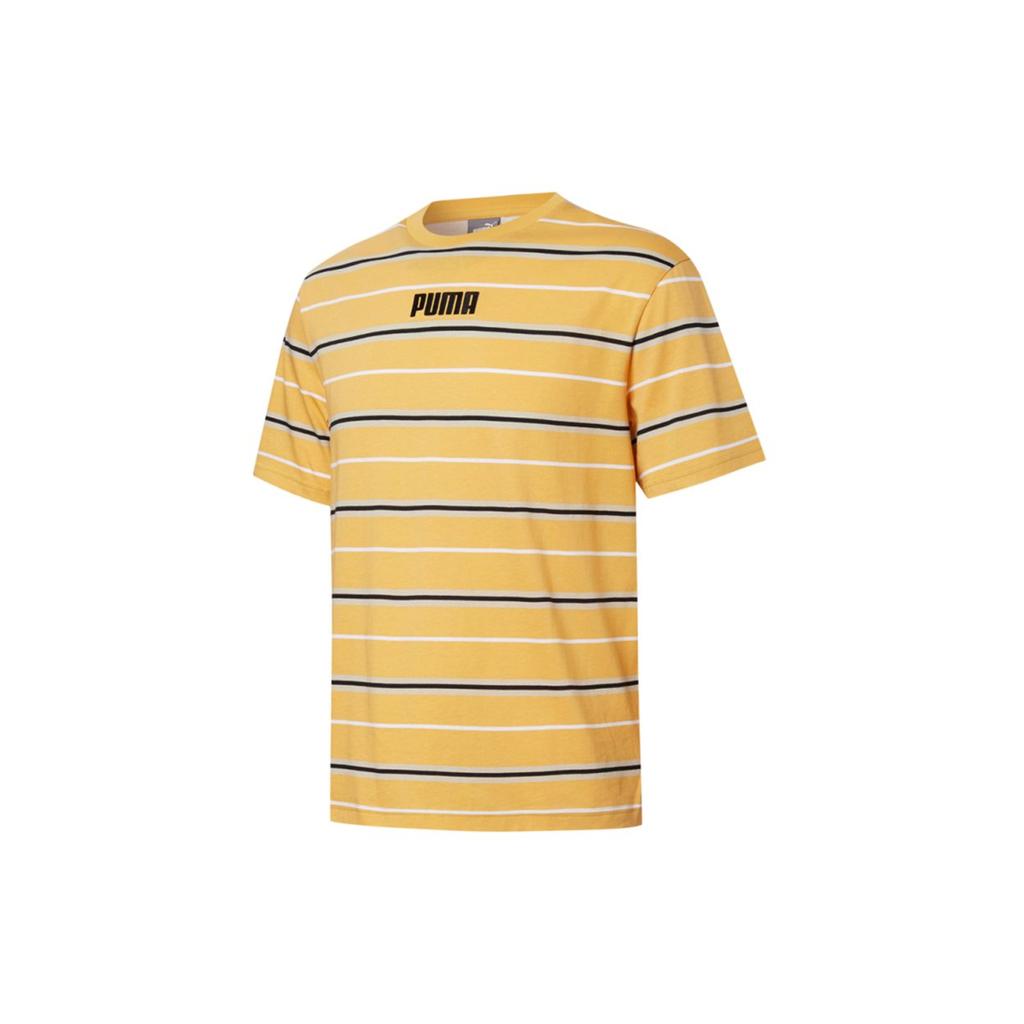 PUMA Modern Basics Advanced T Shirts Men's Yellow Crew Neck Moderate Straight Fit 847668-37