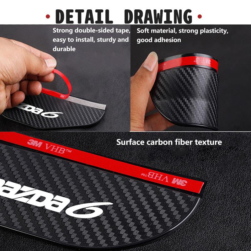 2pcs Carbon Fiber Car Rain Eyebrow Mirror Anti Rain Anti Fog Visor For Mazda 2 3 6 5 Atenza CX3 CX5 MX5 CX7 Axela CX30 CX90 CX60