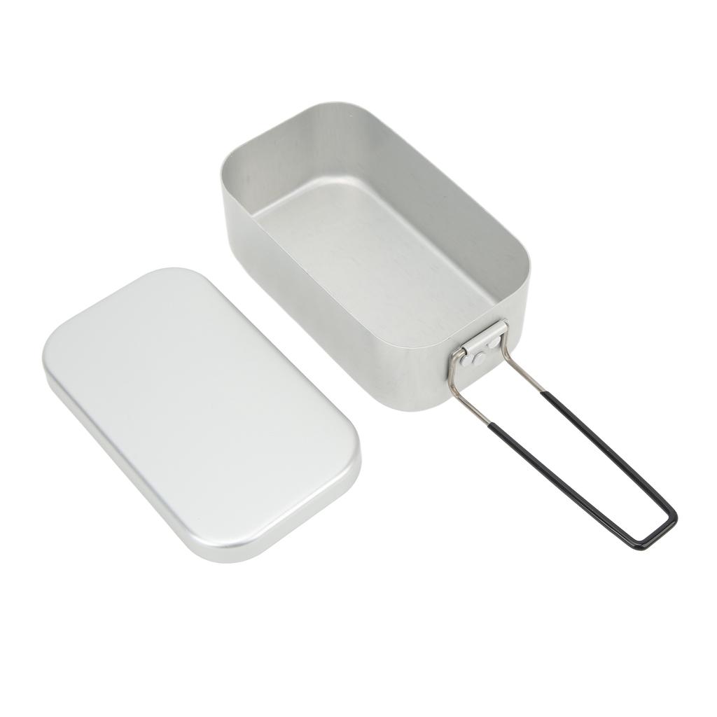 Camping Bento Box Foldable Handle Portable Aluminum Alloy Lunch Box with Alcohol Stove for Picnic Outing