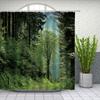 Natural Scenery Shower Curtains Green Tree Floral Plant Landscape Pattern Spring Summer Bathroom Decor Polyester Cloth Curtain